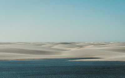 Scenic view of beach against clear sky