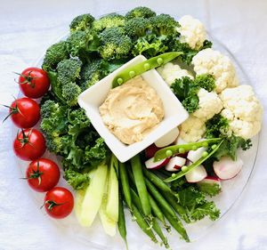 High angle view of salad in plate on table