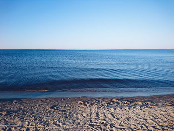 Scenic view of sea against clear sky