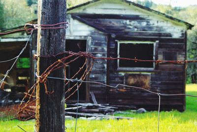 Old ruin on field