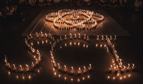 High angle view of illuminated light painting