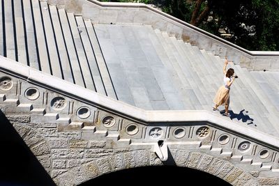 High angle view of man