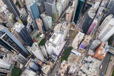 High angle view of buildings in city