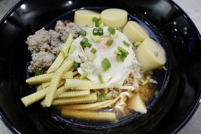 High angle view of food in bowl