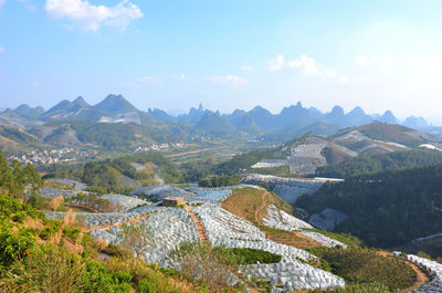 Scenic view of mountains against sky