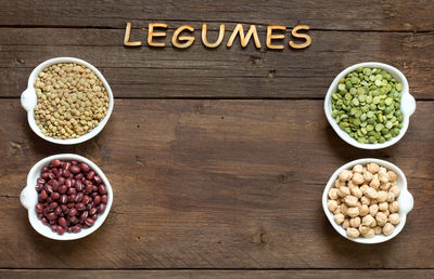 High angle view of fruits in bowl on table