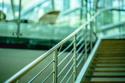 Close-up of metal railing on window