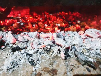 Close-up of fire on barbecue grill