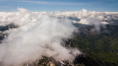 Scenic view of volcanic mountain against sky