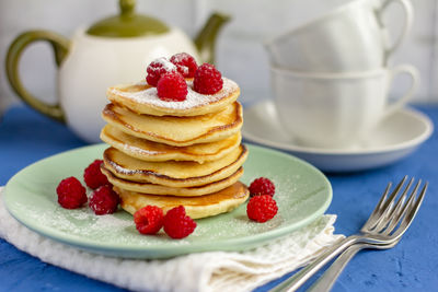 Close-up of dessert in plate on table