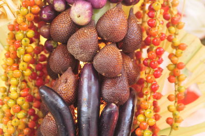 High angle view of fruits for sale in market