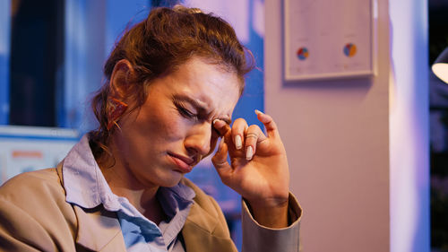 Young woman looking away