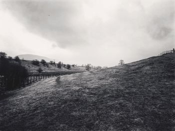 Scenic view of land against sky