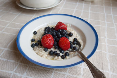 High angle view of breakfast in bowl