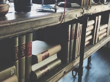 Stack of books in shelf