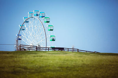 Ferris wheel against clear blue sky