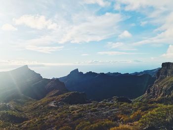 Scenic view of mountains against sky