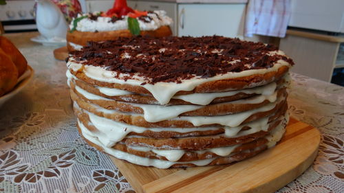 Close-up of cake on table