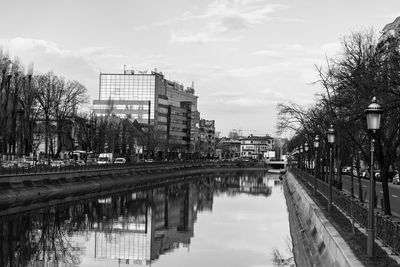 Reflection of buildings in city