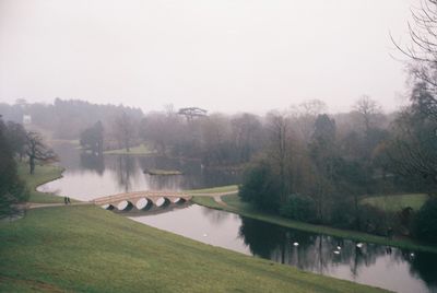 Scenic view of river against clear sky