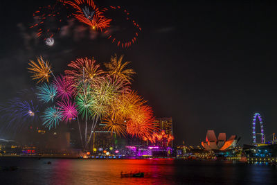 Fireworks using black card technique in a single shot