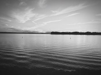 View of calm sea against cloudy sky