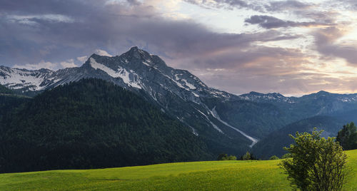 Scenic view of mountains against sky
