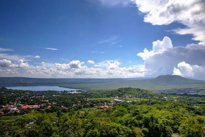 Scenic view of landscape against cloudy sky