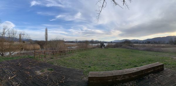 Scenic view of land against sky