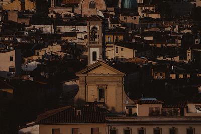 High angle view of buildings in city