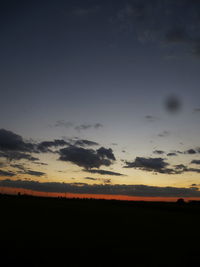 Scenic view of silhouette field against sky at sunset