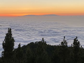 Scenic view of landscape against sky during sunset