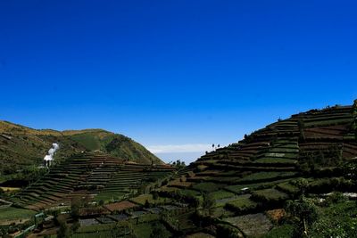 Ancient structure against clear blue sky