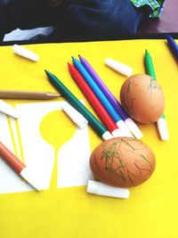 Close-up of colored pencils