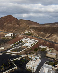 High angle view of townscape against sky