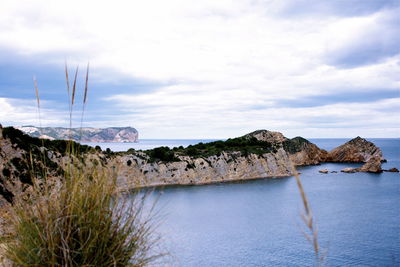 Scenic view of sea against cloudy sky