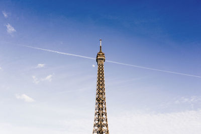 Low angle view of eiffel tower against sky