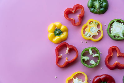 High angle view of bell peppers