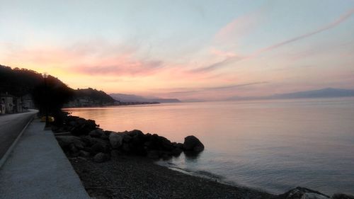 Scenic view of sea at sunset