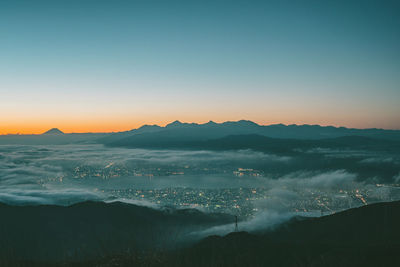 Scenic view of sea against sky during sunset
