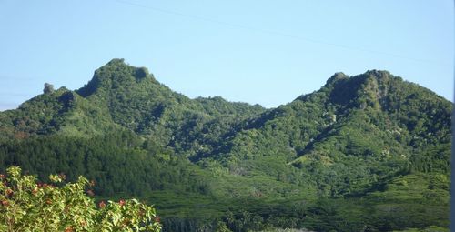 Scenic view of mountains against clear sky