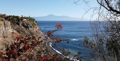 Scenic view of sea against clear sky