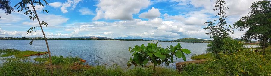 Panoramic view of lake against sky
