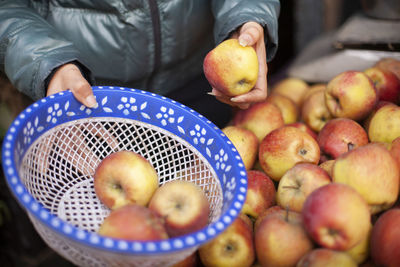 Full frame shot of apples in market