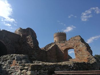 Low angle view of fort against sky