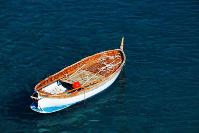 High angle view of boats in calm sea