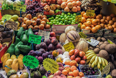 Various fruits for sale at market stall