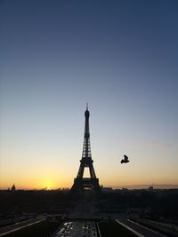 Tower against sky during sunset