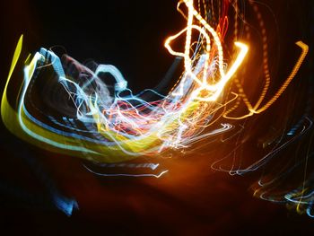 Close-up of light trails at night