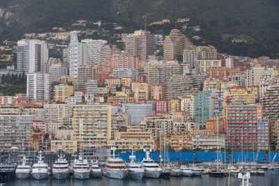 High angle view of buildings in city